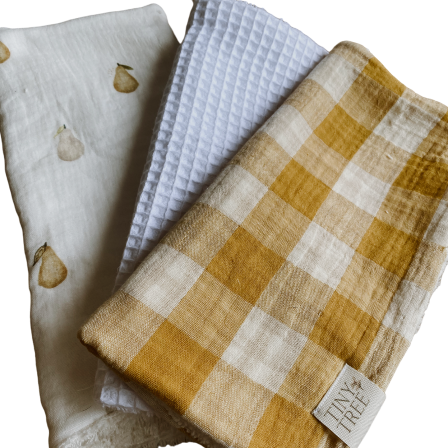 Paños de lactancia- Set de 3 | Pears + Waffle Blanco + Ivo